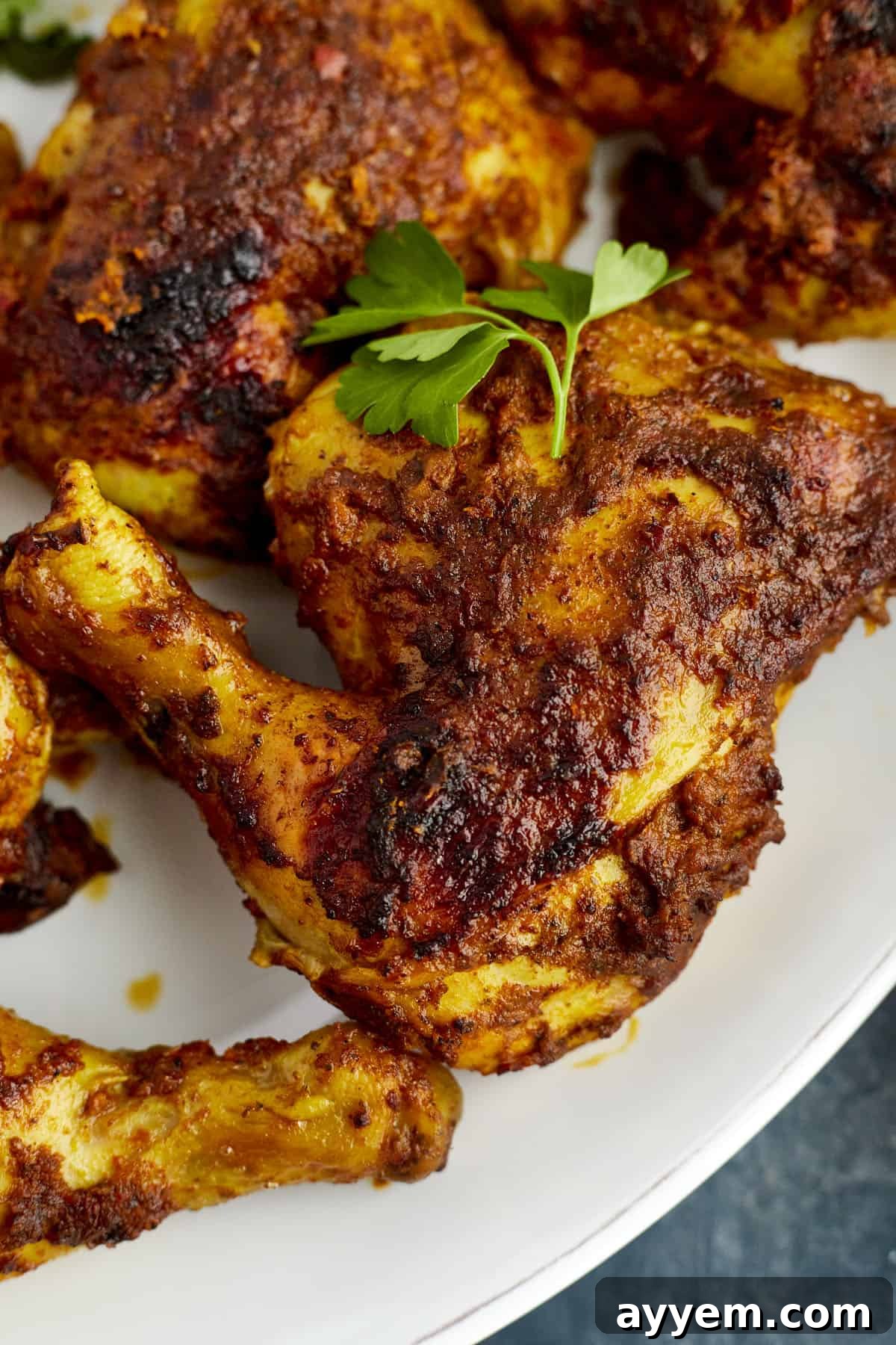 Flavorful Middle Eastern chicken legs, roasted to perfection with aromatic spices – a comforting and satisfying main course for Ramadan Iftar.