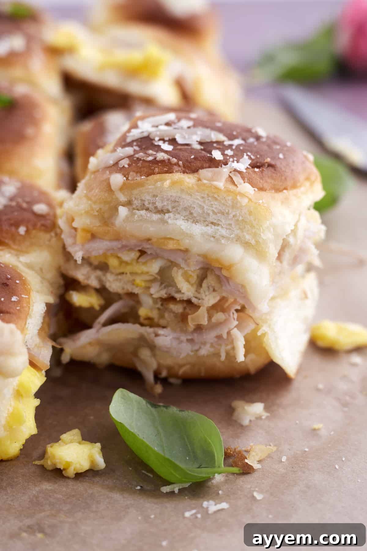 Savory cheesy breakfast brioche sliders, perfect for a hearty and satisfying Suhoor during Ramadan.