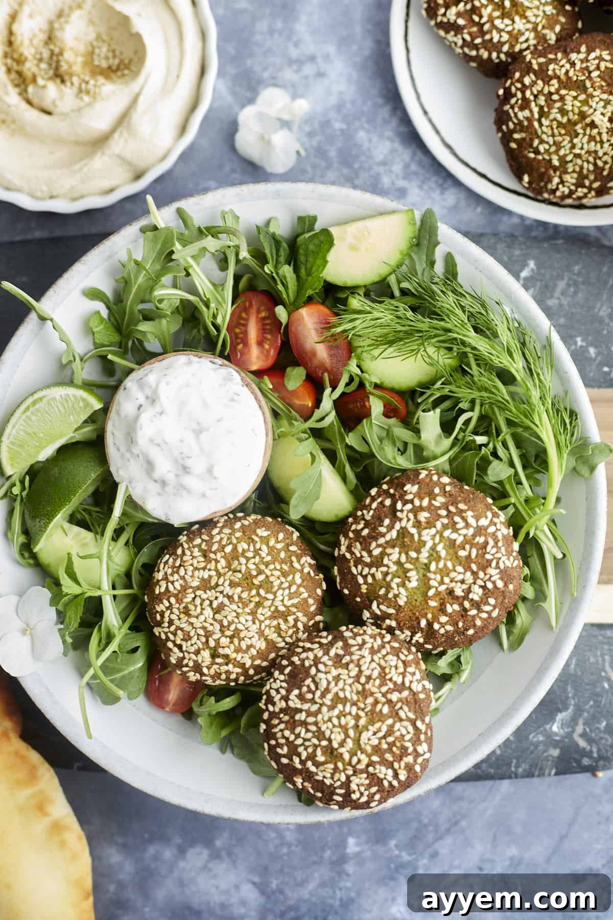 Crispy golden air fryer falafel patties, a healthier and delicious Middle Eastern appetizer or snack for Ramadan.
